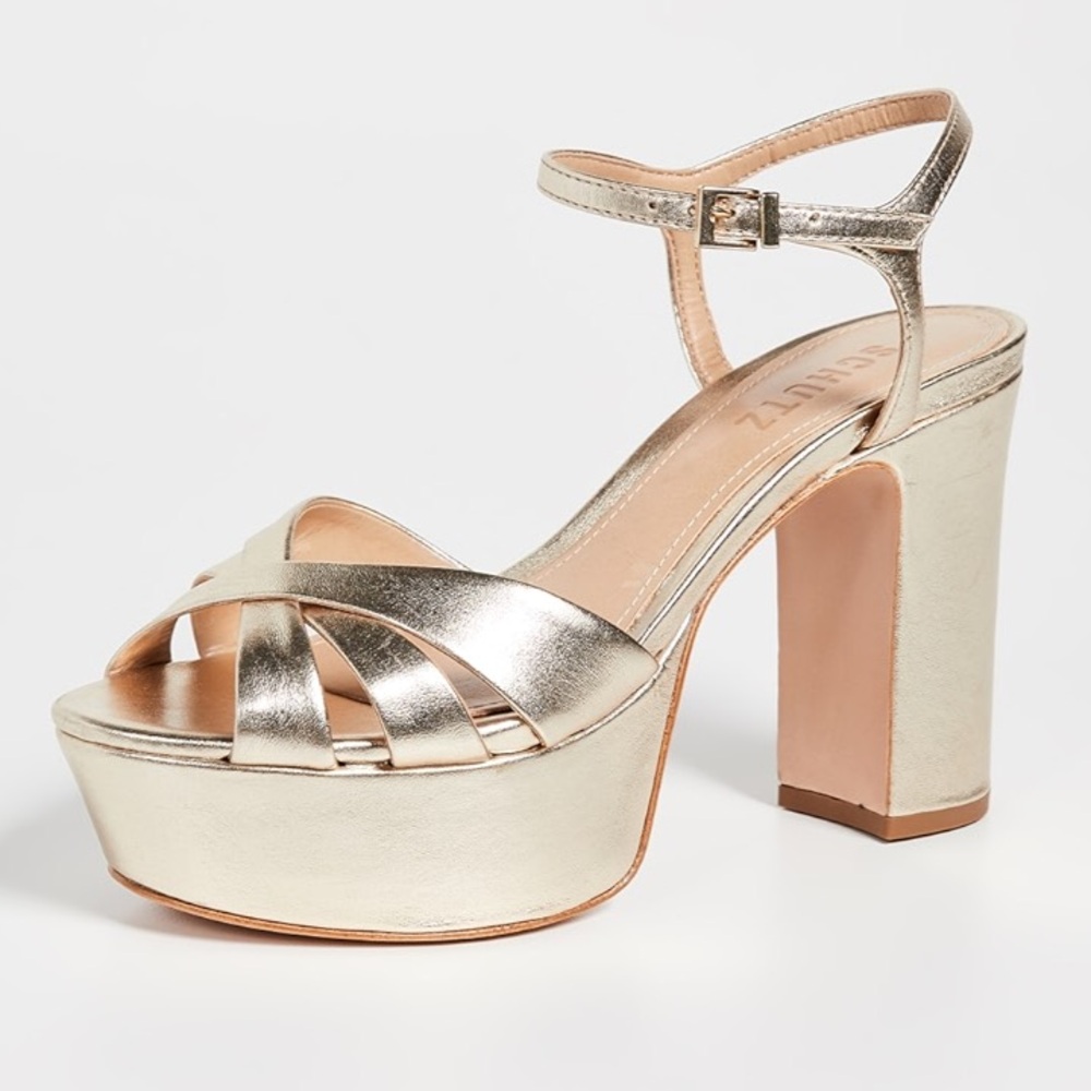 Schutz Keefa Metallic Platform Heel Sandals